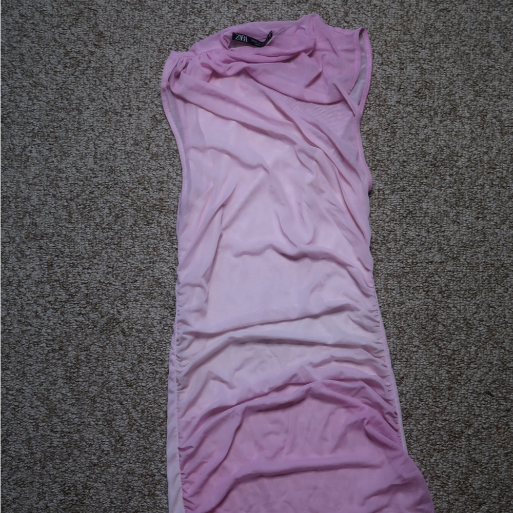 ZARA DRAPED TULLE MINI DRESS